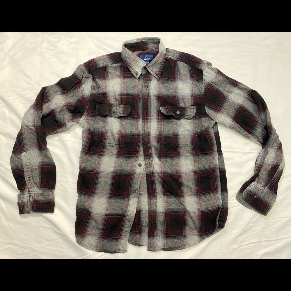 burgundy/gray flannel button-up